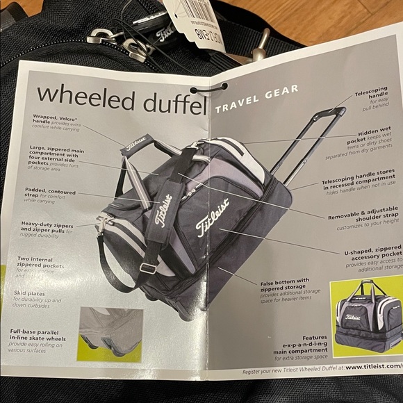 Titleist Black and Gray Expandable Duffel Bag with Wheels - Picture 16 of 16